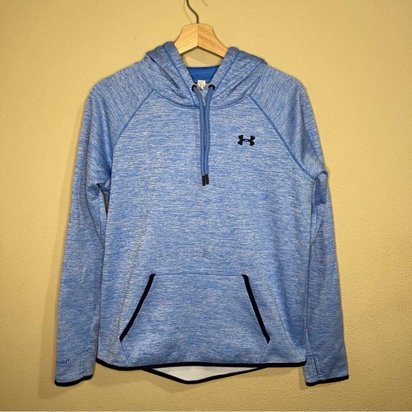 Under Armour Tops - Under Armour size medium light blue sweatshirt with hood & thumb holes on sleeve